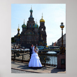 Bride and Groom at St Petersburg, Ryssland, Church Poster