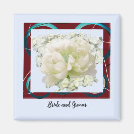 Bride and Groom Blommigt Bröllop Magnet