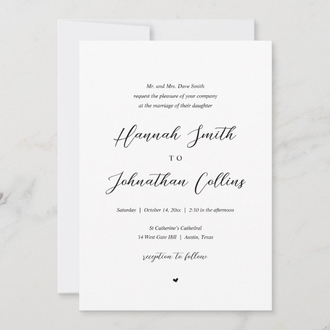 Bride and Groom Church Bröllop, Bride Parents Inbjudningar (Framsida)