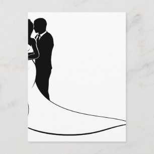 Bride and Groom Couple Bröllop Silhouette Vykort