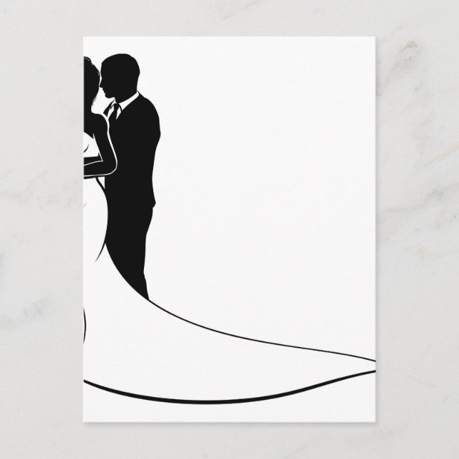 Bride and Groom Couple Bröllop Silhouette Vykort (Framsida)