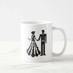 BRIDE AND GROOM ELEGANT KOR-STITCH DESIGN KAFFEMUGG