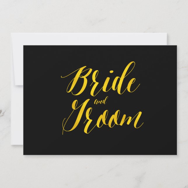 ’Bride and Groom’ Faux Gold Foil Chic Bröllop Sign (Framsida)