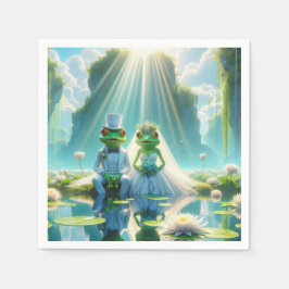 Bride and Groom Frogs On Lily Pad Pappersservett