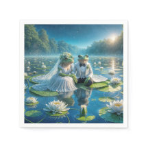 Bride and Groom Frogs On Lily Pad