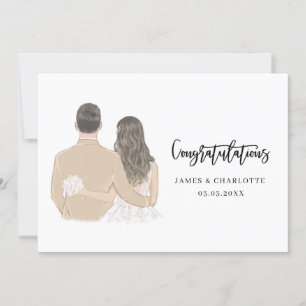 Bride and Groom Illustration Bröllop Card