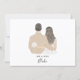 Bride and Groom Illustration Bröllop Card