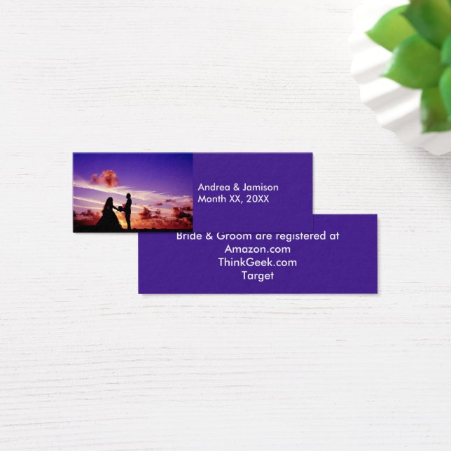 Bride and Groom in Sunset Registry Cards Litet Visitkort (Skivbord)