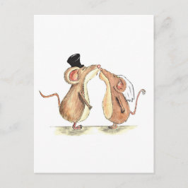 Bride and Groom - Kissing Mice - Gift for Bröllop Vykort