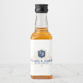 Bride And Groom Monogram Names Elegant Weeding Spritflaskor Etikett