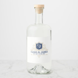 Bride And Groom Monogram Names Elegant Weeding Spritflaskor Etikett