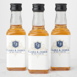 Bride And Groom Monogram Names Elegant Weeding Spritflaskor Etikett