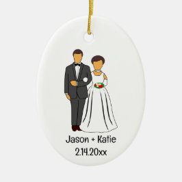 Bride and Groom Namn Wedding Favor Julgransprydnad Keramik