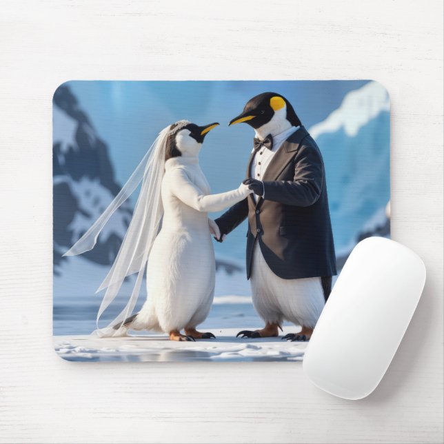 Bride and Groom Penguins On an Iceberg Musmatta (Med mus)