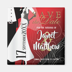 Bride and Groom - Save Date - Red Magnet