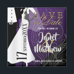 Bride and Groom - Save the Date - Lila Magnet<br><div class="desc">Spara datummagneterna för Personlig. Underbar för Bröllopsfesten, repetition, Möhippa, Bachelorette Party m.fl. Leta efter mer design och färg i min butik. Om det behövs kan du ta bort all text och börja om från början med egna alternativ för text, färg och teckensnitt med Zazzle-designområdet i verktyg. Obs! Alla mallområden behöver...</div>