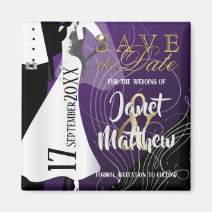 Bride and Groom - Save the Date - Lila Magnet