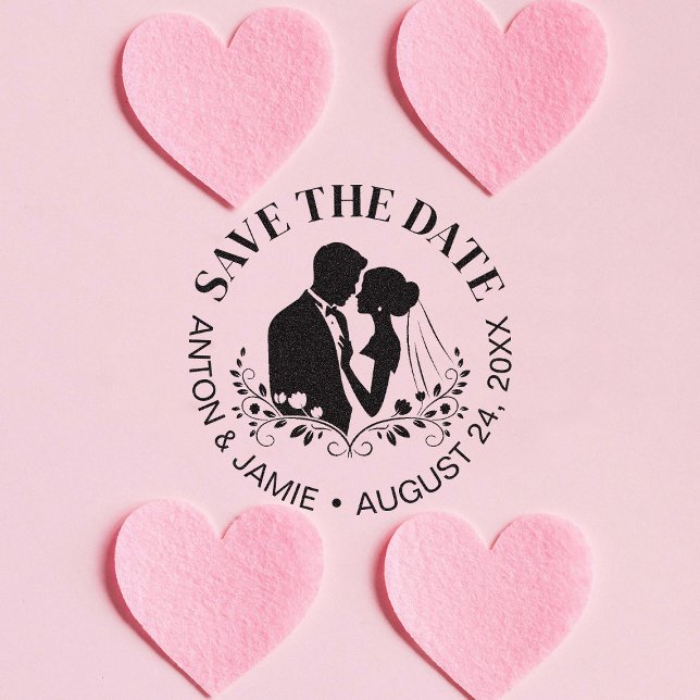 Bride And Groom Save The Date Wedding Date Names Stämpel (Skapare uppladdad)