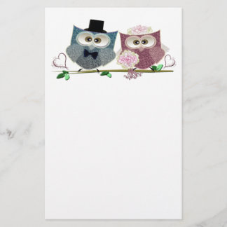 Bride and Groom Söta Uggla Art Brevpapper
