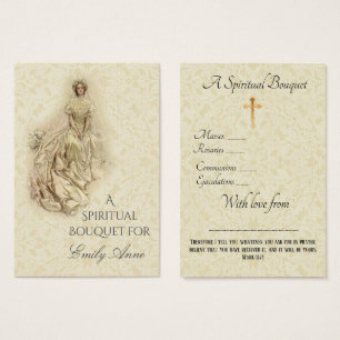 Bride Andlig Bouquet Prayer Heliga Card Visitkort