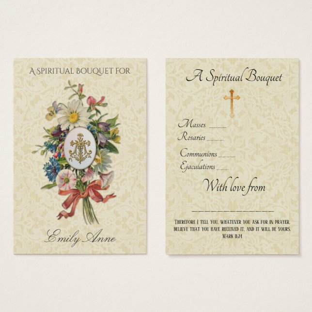 Bride Andlig Bouquet Prayer Heliga Card. Visitkort (Framsida & baksida)