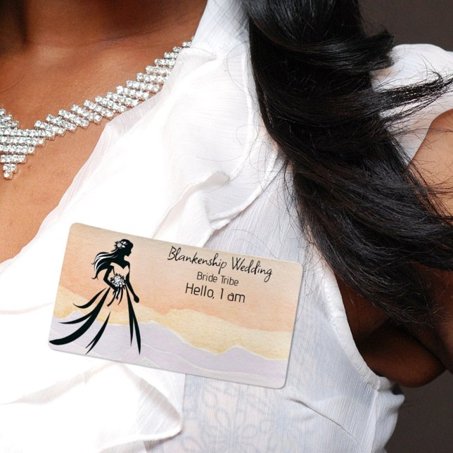 Bride Art Colorful Watercolor Label Namn bricka Fraktsedel (custom sticker label wedding guest name tag)
