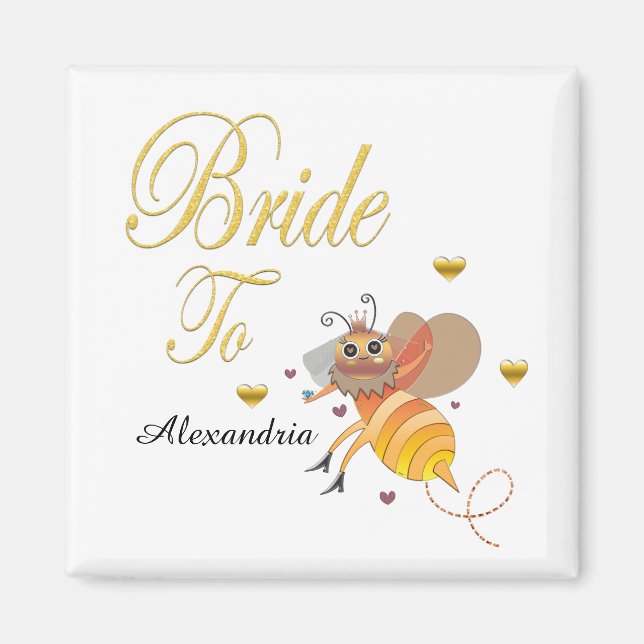 Bride att bli biets Möhippa Bröllop personalize Magnet (Framsidan)