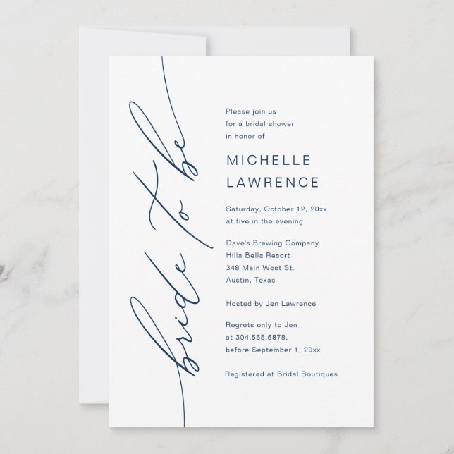 Bride att vara, Möhippa Middag Party Inbjudningar (Framsida)