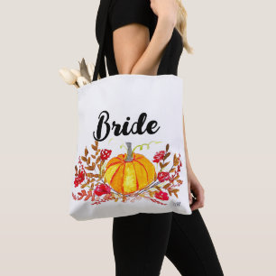 Bride Autumn Pumpkin Blommigt Fall Wedding Tygkasse
