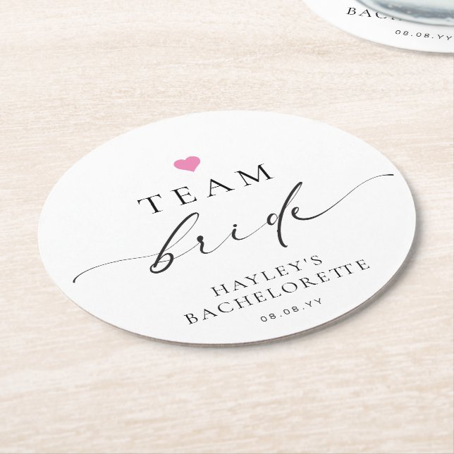 Bride Bachelorette, Ellesmere Minimalist Underlägg Papper Rund (Vinklad)