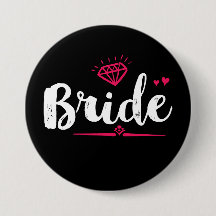 Bride Bachelorette Party Bröllop Black Rosa Button