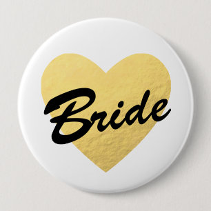 Bride Badge guld hjärta Bachelorette Party Knapp