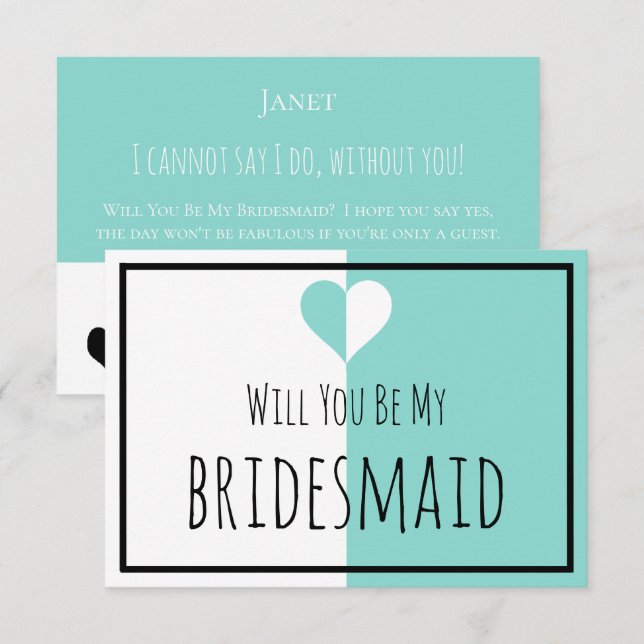 BRIDE & BE My Bridesmaid You & Me Bröllop Suite Inbjudningar (Fram/baksida)