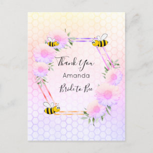 Bride Bee Möhippa rosa blommigt Tack Vykort