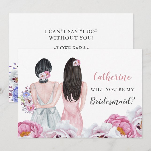  Bride Best-vän.. blir du min Bridesmaid Inbjudningar (Fram/baksida)