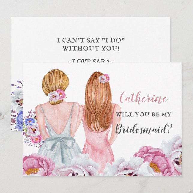  Bride Best-vän.. blir du min Bridesmaid Inbjudningar (Fram/baksida)