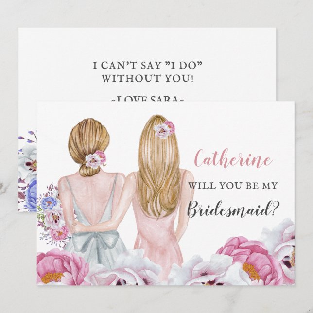  Bride Best-vän.. blir du min Bridesmaid Inbjudningar (Fram/baksida)