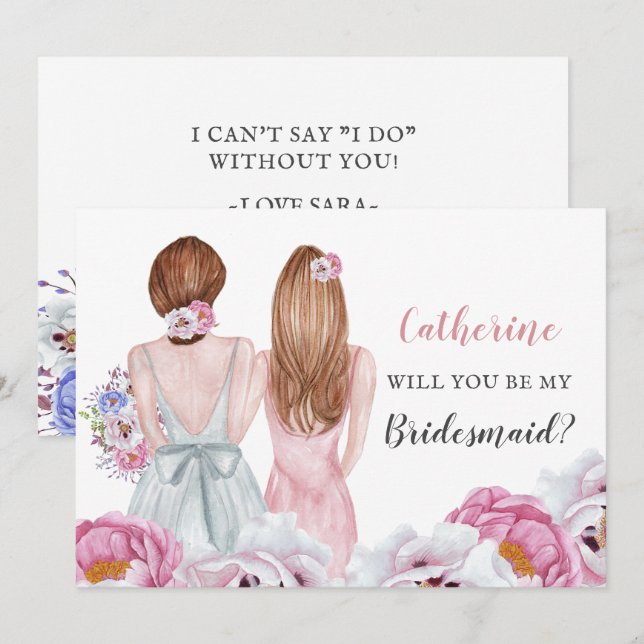  Bride Best-vän.. blir du min Bridesmaid Inbjudningar (Fram/baksida)