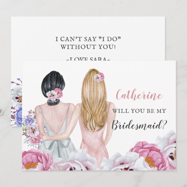  Bride Best-vän.. blir du min Bridesmaid Inbjudningar (Fram/baksida)