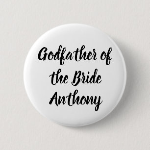 Bride Black Custom Name Bröllop Knapp