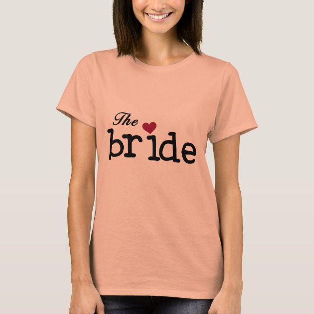 Bride Black med Red Heart T Shirt (Framsida)