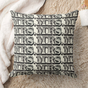 Bride Black och Ivory Typography Mönster Kudde