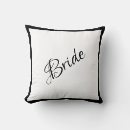 Bride Black Script Chic Bröllop Kudde