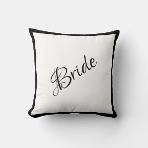 Bride Black Script Chic Bröllop Kudde