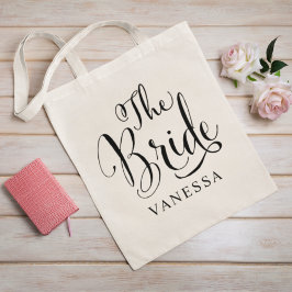 Bride Black Script Personlig Bröllop Tygkasse
