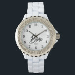 Bride Black White Bröllop Honeymoon Gift Armbandsur<br><div class="desc">Bride Black White Script Bröllop Watch. Ta en titt i vår butikssamling nedan för matchande artiklar.</div>
