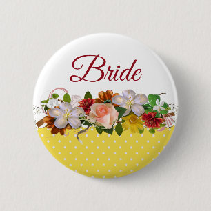 Bride Blommigt Bouquet Bröllop Button Knapp