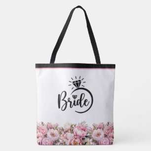 Bride Blommigt Peonies Print Tote Bag Tygkasse