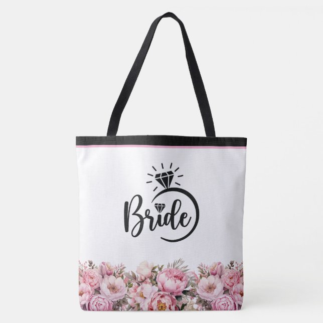 Bride Blommigt Peonies Print Tote Bag Tygkasse (Framsida)