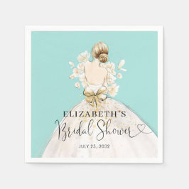 Bride Blonde Dress Blue Guld Blommigt Möhippa Pappersservett